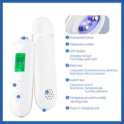 Digital Skin Moisture, Oil & Fluorescent Agent Analyzer