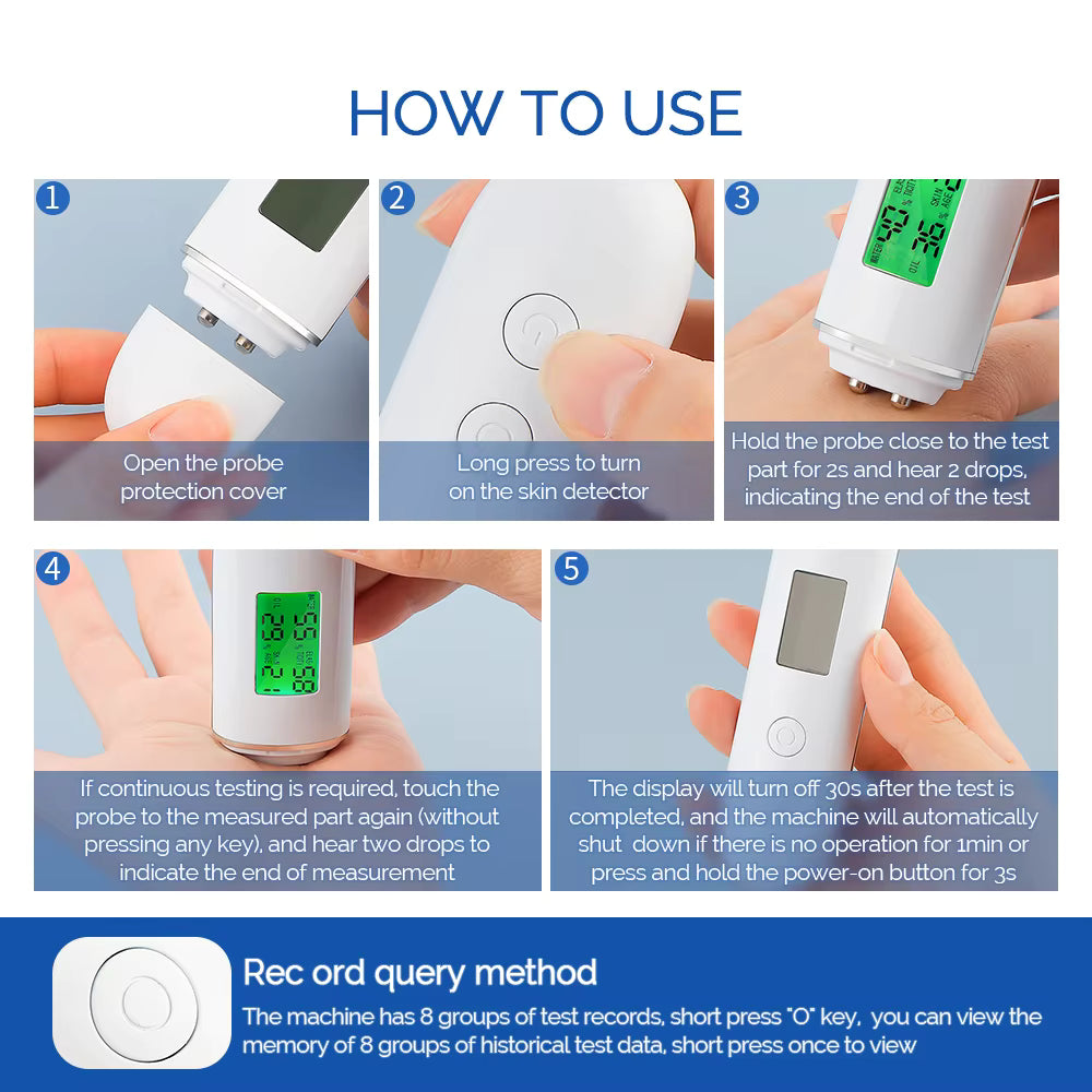 Digital Skin Moisture, Oil & Fluorescent Agent Analyzer
