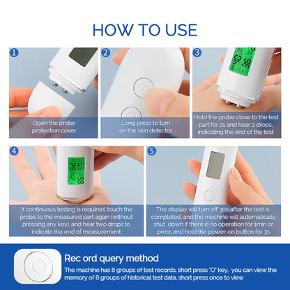 Digital Skin Moisture, Oil & Fluorescent Agent Analyzer